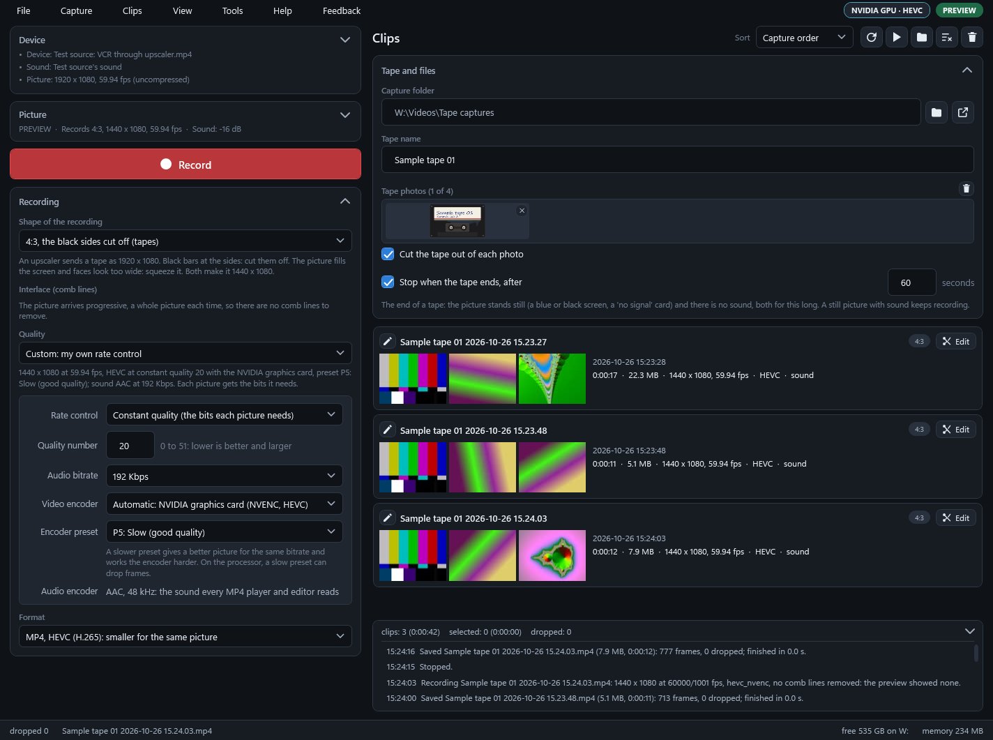 Quality > Custom: rate control, bitrates, encoder and preset