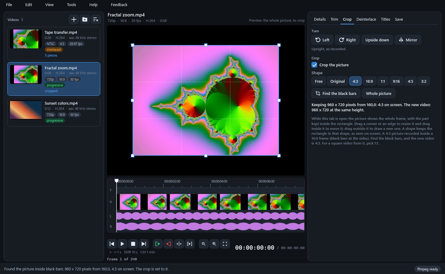 Find the black bars: a 4:3 picture inside a 16:9 frame, cropped to 4:3